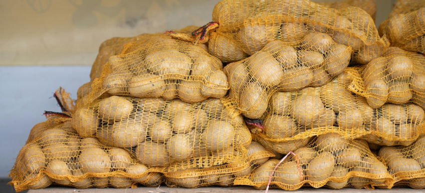 a pile of potatoes sitting on top of a wooden pallet